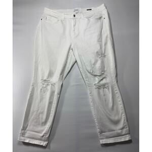 Judy Blue Women's Distressed Boyfriend Fit White Jeans - Size 22W (40x28.5)